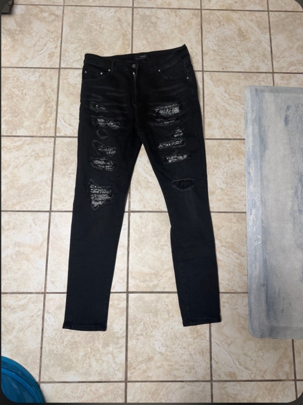 AMIRI Black Distressed Skinny Jeans